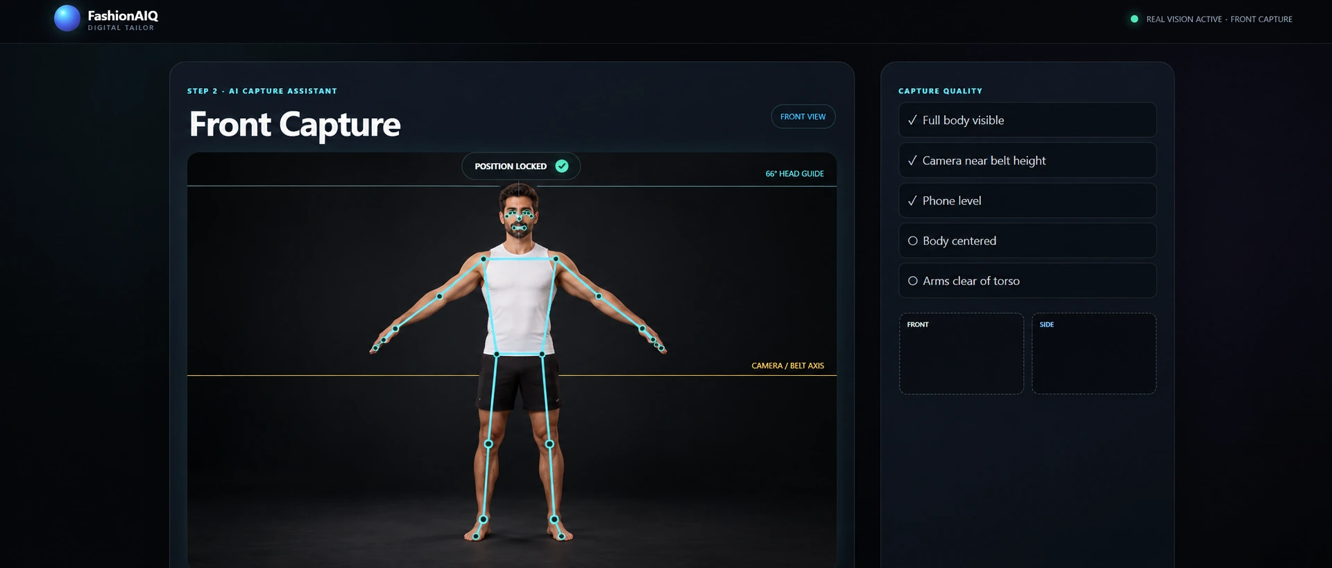 FashionAIQ step 2: Get measured in a few minutes.